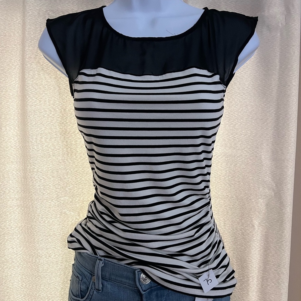 White House Black Market Striped Cap Sleeve Blouse